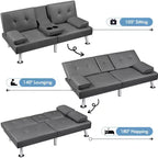 Canapé futon convertible en similicuir Yaheetech