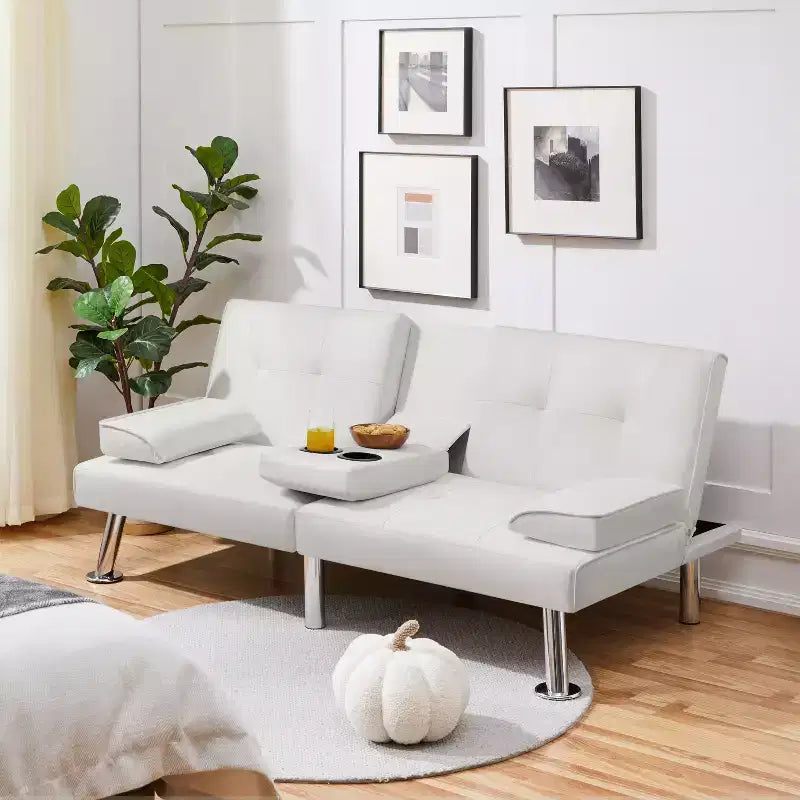 Canapé futon convertible en similicuir Yaheetech