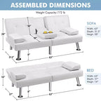 Canapé futon convertible en similicuir Yaheetech