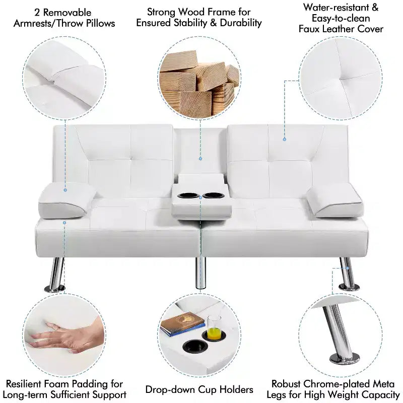Canapé futon convertible en similicuir Yaheetech