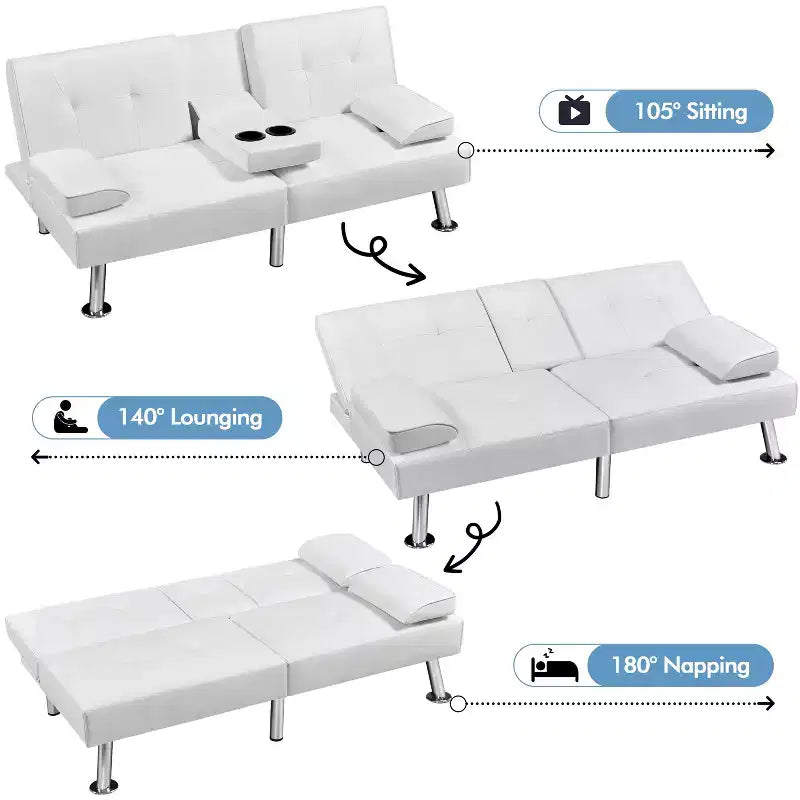 Canapé futon convertible en similicuir Yaheetech