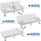 Canapé futon convertible en similicuir Yaheetech