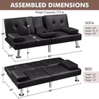 Canapé futon convertible en similicuir Yaheetech