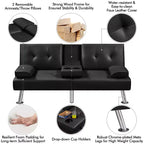Canapé futon convertible en similicuir Yaheetech