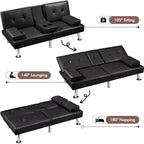 Canapé futon convertible en similicuir Yaheetech