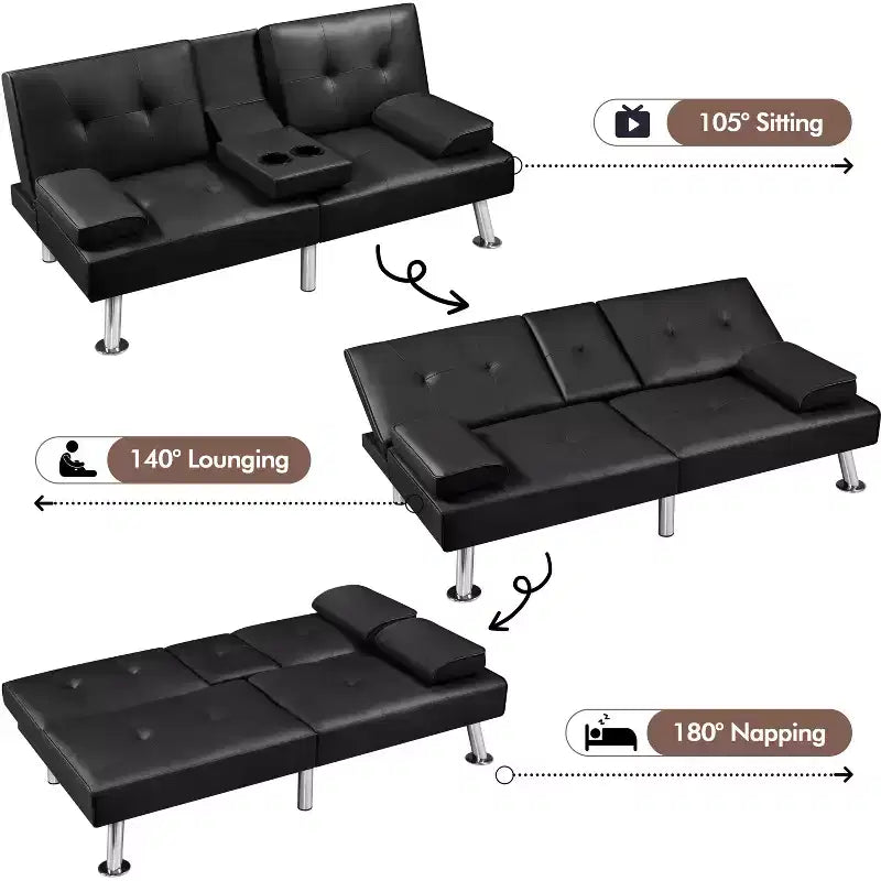 Canapé futon convertible en similicuir Yaheetech