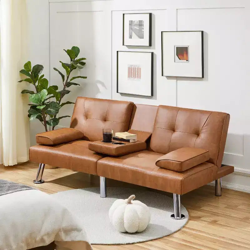Canapé futon convertible en similicuir Yaheetech
