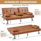 Canapé futon convertible en similicuir Yaheetech