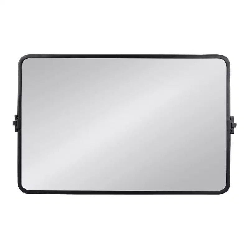 Miroir fonctionnel rectangulaire en métal Elijah de Kate and Laurel, 38x24, Noir