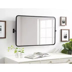 Miroir fonctionnel rectangulaire en métal Elijah de Kate and Laurel, 38x24, Noir