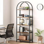 Étagère en Arche Whizmax, Bibliothèque à 5 Niveaux avec Cadre Métallique, Bibliothèque Haute Moderne, Étagères Ouvertes pour Bureau, Salle d'Étude, Salon