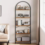 Étagère en Arche Whizmax, Bibliothèque à 5 Niveaux avec Cadre Métallique, Bibliothèque Haute Moderne, Étagères Ouvertes pour Bureau, Salle d'Étude, Salon