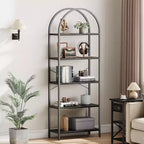 Étagère en Arche Whizmax, Bibliothèque à 5 Niveaux avec Cadre Métallique, Bibliothèque Haute Moderne, Étagères Ouvertes pour Bureau, Salle d'Étude, Salon