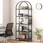 Étagère en Arche Whizmax, Bibliothèque à 5 Niveaux avec Cadre Métallique, Bibliothèque Haute Moderne, Étagères Ouvertes pour Bureau, Salle d'Étude, Salon
