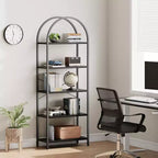 Étagère en Arche Whizmax, Bibliothèque à 5 Niveaux avec Cadre Métallique, Bibliothèque Haute Moderne, Étagères Ouvertes pour Bureau, Salle d'Étude, Salon