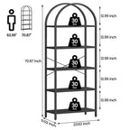 Étagère en Arche Whizmax, Bibliothèque à 5 Niveaux avec Cadre Métallique, Bibliothèque Haute Moderne, Étagères Ouvertes pour Bureau, Salle d'Étude, Salon