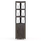Étagère d'Angle à 6 Niveaux Costway avec Étagère Réglable sur 5 Niveaux et Dispositifs Anti-Basculement Marron Rustique/Gris