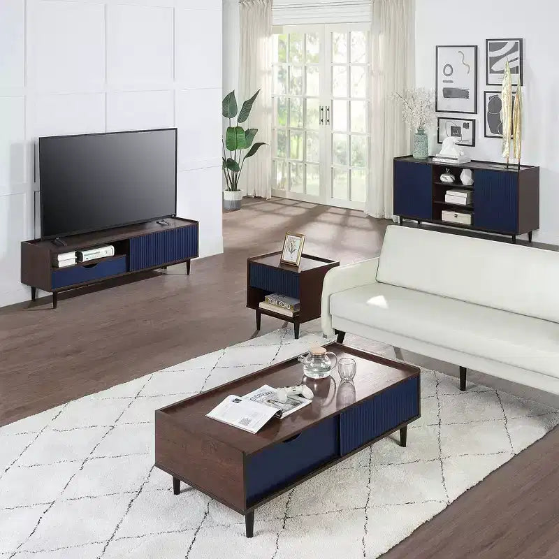 Meuble TV nervuré moderne Duane pour téléviseurs jusqu'à 55 pouces - Manhattan Comfort