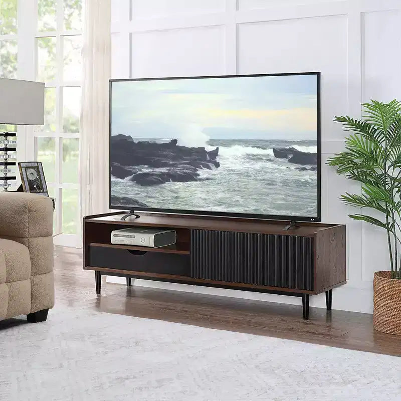 Meuble TV nervuré moderne Duane pour téléviseurs jusqu'à 55 pouces - Manhattan Comfort