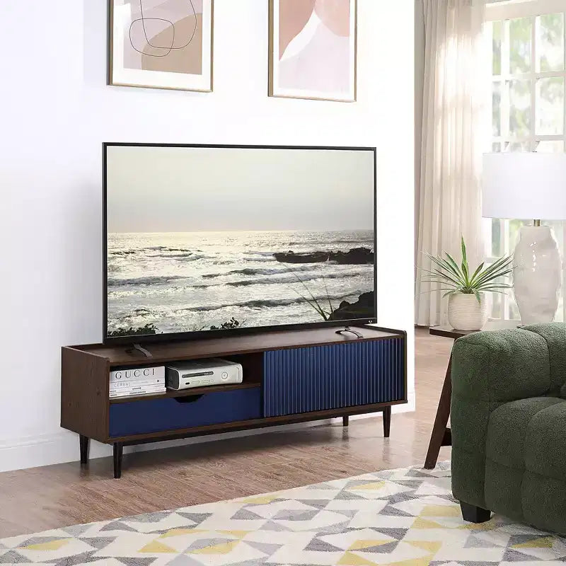 Meuble TV nervuré moderne Duane pour téléviseurs jusqu'à 55 pouces - Manhattan Comfort